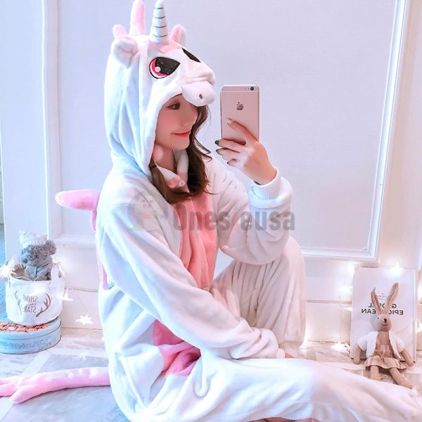 Adult White Unicorn Kigurumi Costume Onesie With Plus Size
