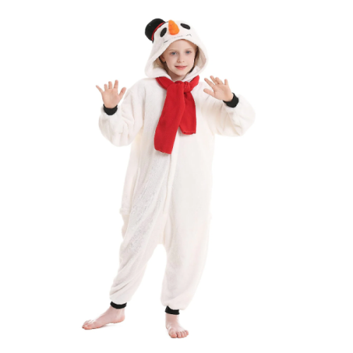 Kids White Red Snowman Kigurumi Costume Onesie With Plus Size