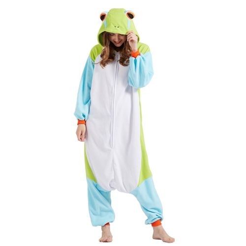 Adult Green Blue White Frog Kigurumi Costume Onesie With Plus Size