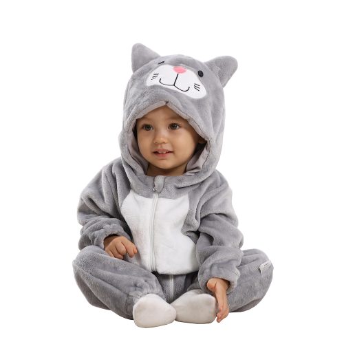 Baby Grey White Cat Kigurumi Costume Onesie With Plus Size