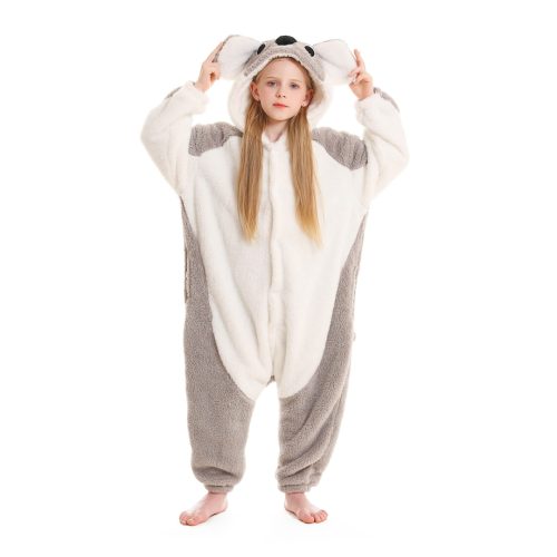 Kids White Grey Koala Kigurumi Costume Onesie With Plus Size