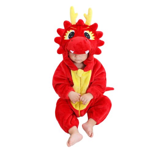 Baby Red Yellow Dragon Kigurumi Costume Onesie With Plus Size