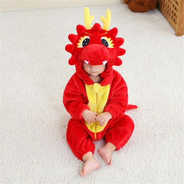 Baby Red Yellow Dragon Kigurumi Costume Onesie With Plus Size